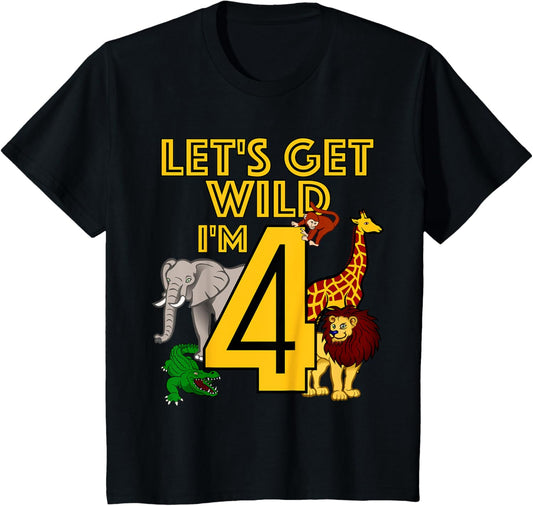 4 Year Old Zoo Birthday Shirt Safari Jungle Animal 4th Gift T-Shirt