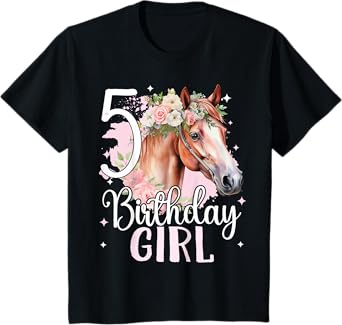 5th Birthday Horse Girl 5 Years Five Finally 5 Birthday T-Shirt