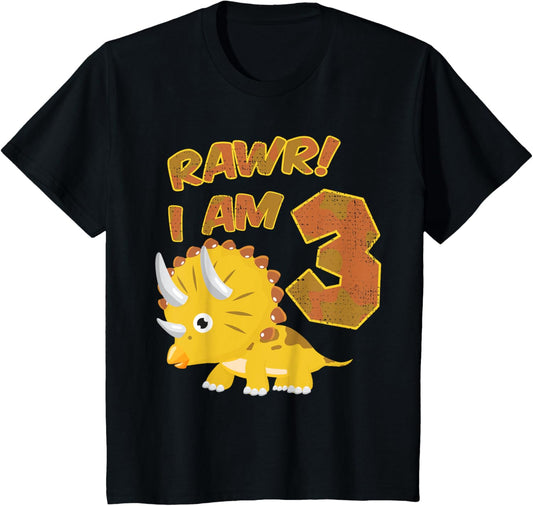 3rd Birthday Dinosaur T-Shirt I Rawr I Am 3 Years Old Gift T-Shirt