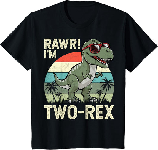 Rawr I'm Two-Rex Dinosaur 2nd Birthday Kids 2 Years Old T-Shirt