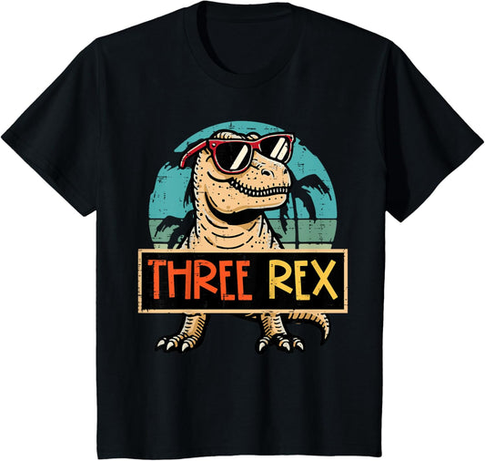 3rd Birthday Dino Three Rex Trex 3 Year Old Bday Boys Kids T-Shirt