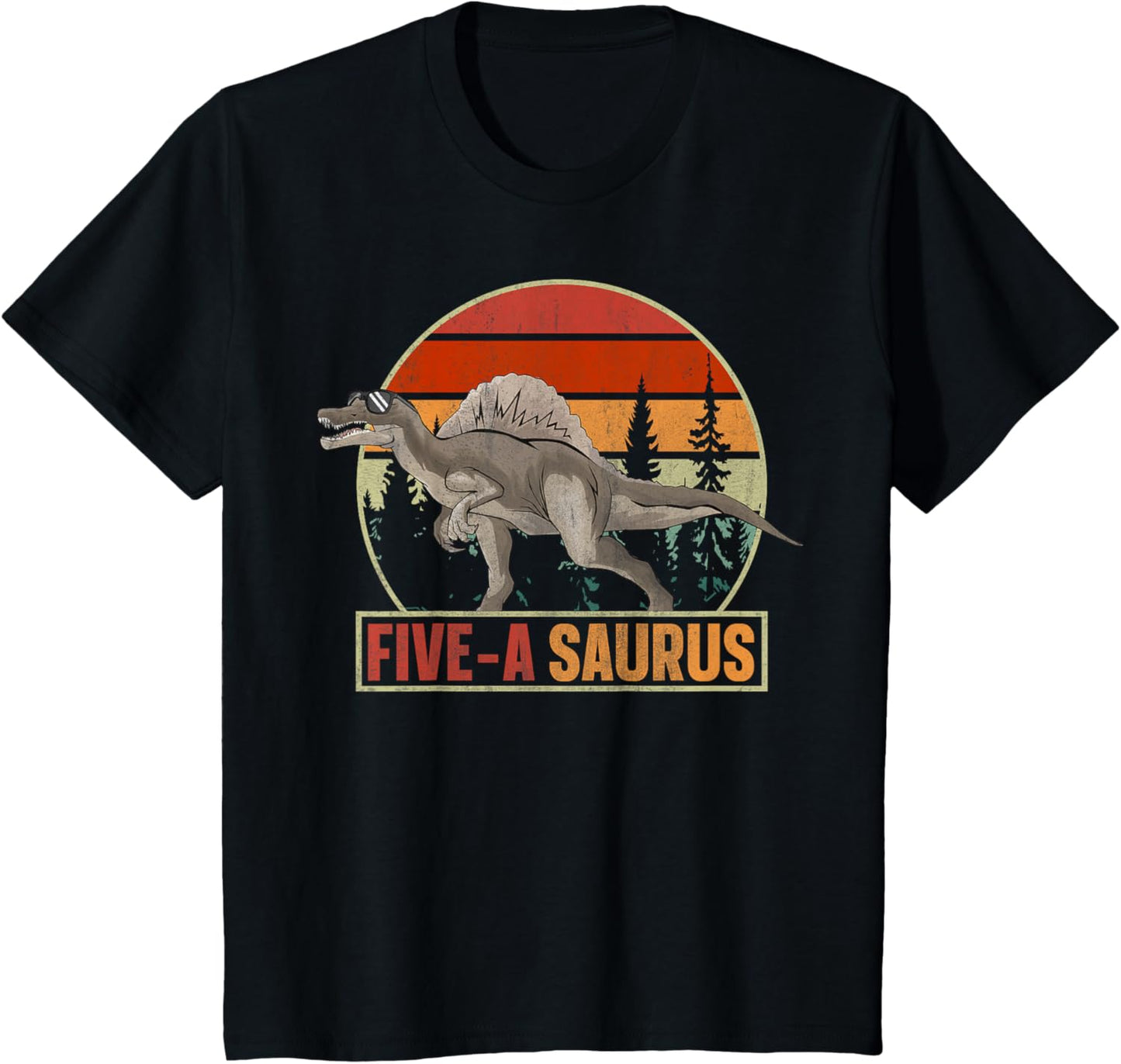 Five-A Saurus Spinosaurus 5th Birthday T-Shirt