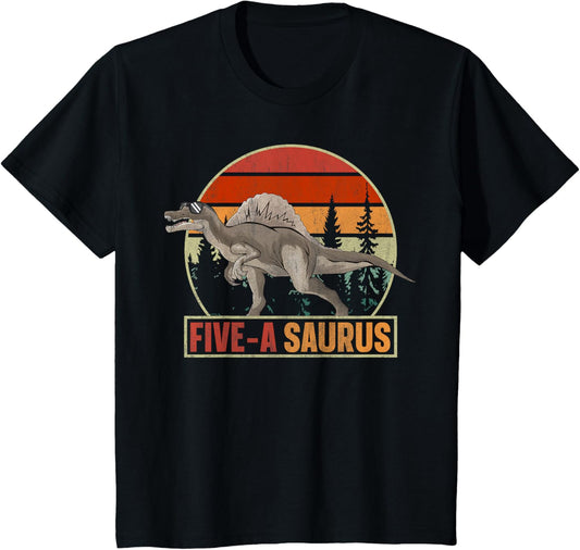 Five-A Saurus Spinosaurus 5th Birthday T-Shirt