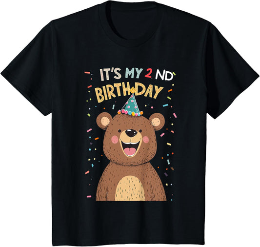 Kids It's My 2nd Birthday Two Years Old Cute Bear T-Shirt