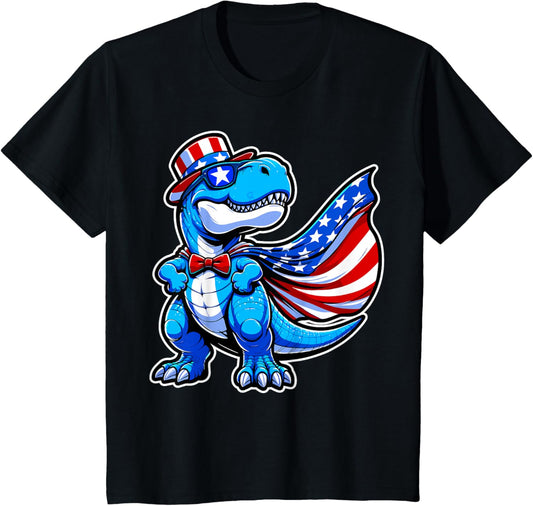 Kids Dinosaur 4th Of July Kids Boys Amerisaurus desing T-Shirt