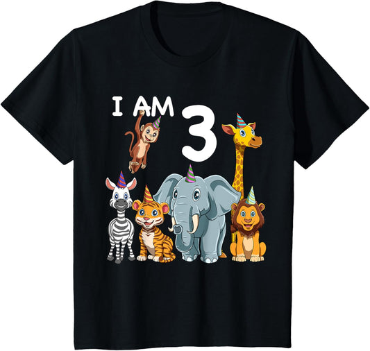 Third Birthday Animals - 3 Year Old Boy Girl T-Shirt