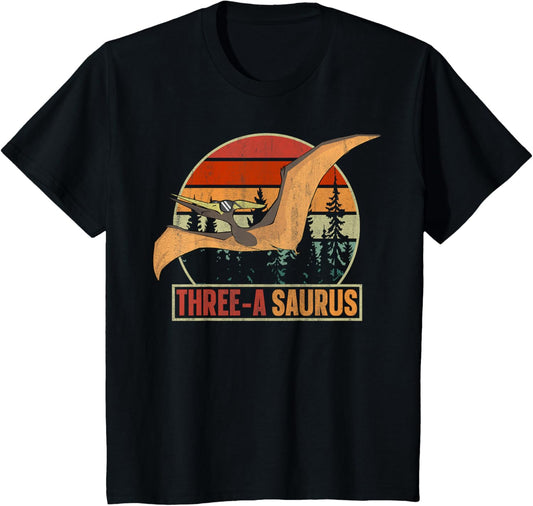 Kids Three-A Saurus Pteranodon 3rd Birthday T-Shirt