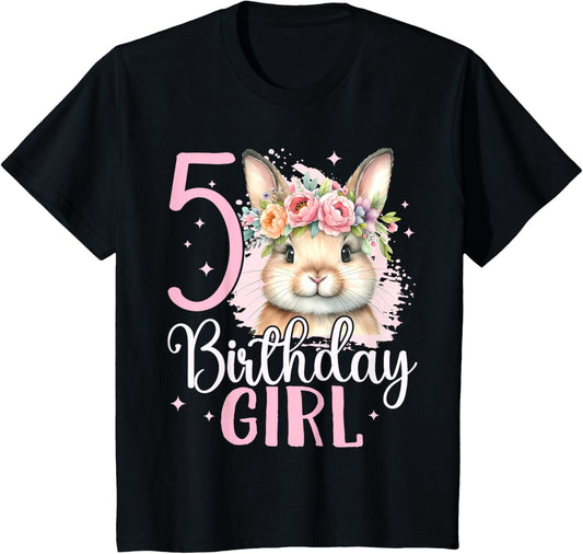 5th Birthday Rabbit Bunny 5 Years Five Finally 5 Birthday T-Shirt