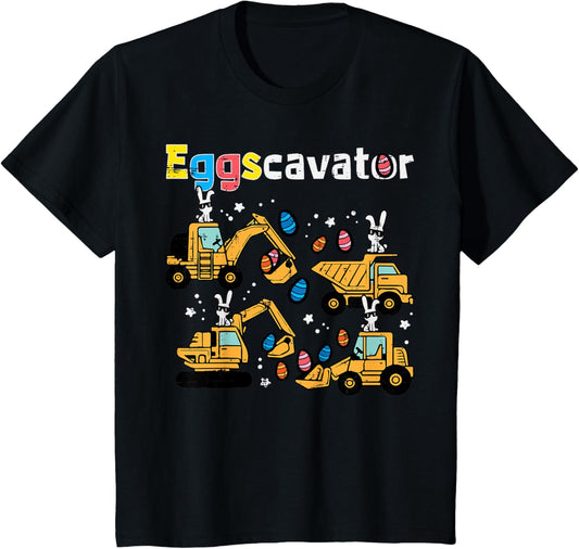 Eggscavator Easter Egg Hunt Construction Trucks Toddler Boys T-Shirt