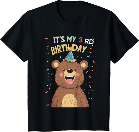 Kids It's My 3rd Birthday Three Years Old Cute Bear T-Shirt