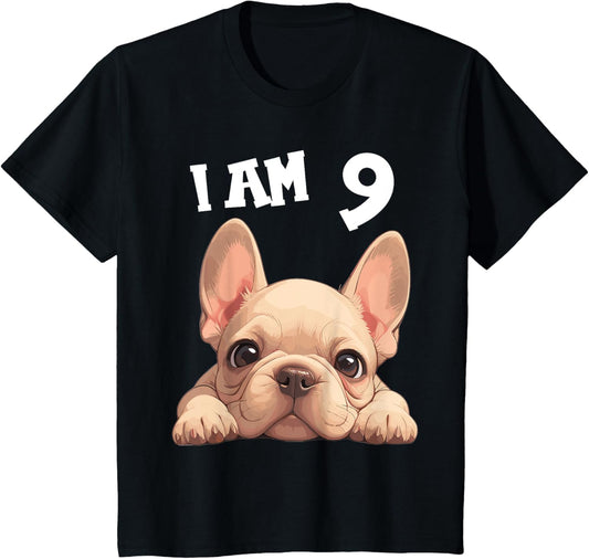Kids 9 Years old 9th birthday French Bulldogs French Bulldog T-Shirt