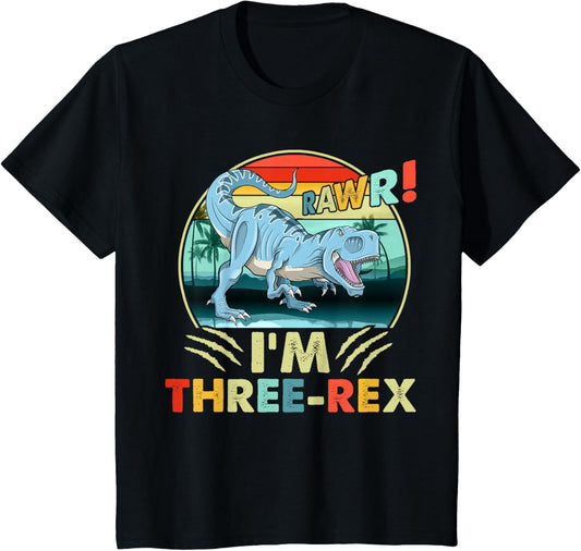 Rawr I'm Three-Rex 3rd Birthday 3 Year Old Dinosaur Kids T-Shirt