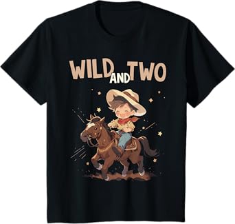 Kids 2nd Birthday Cute Little Cowboy Western - Wild and Two T-Shirt