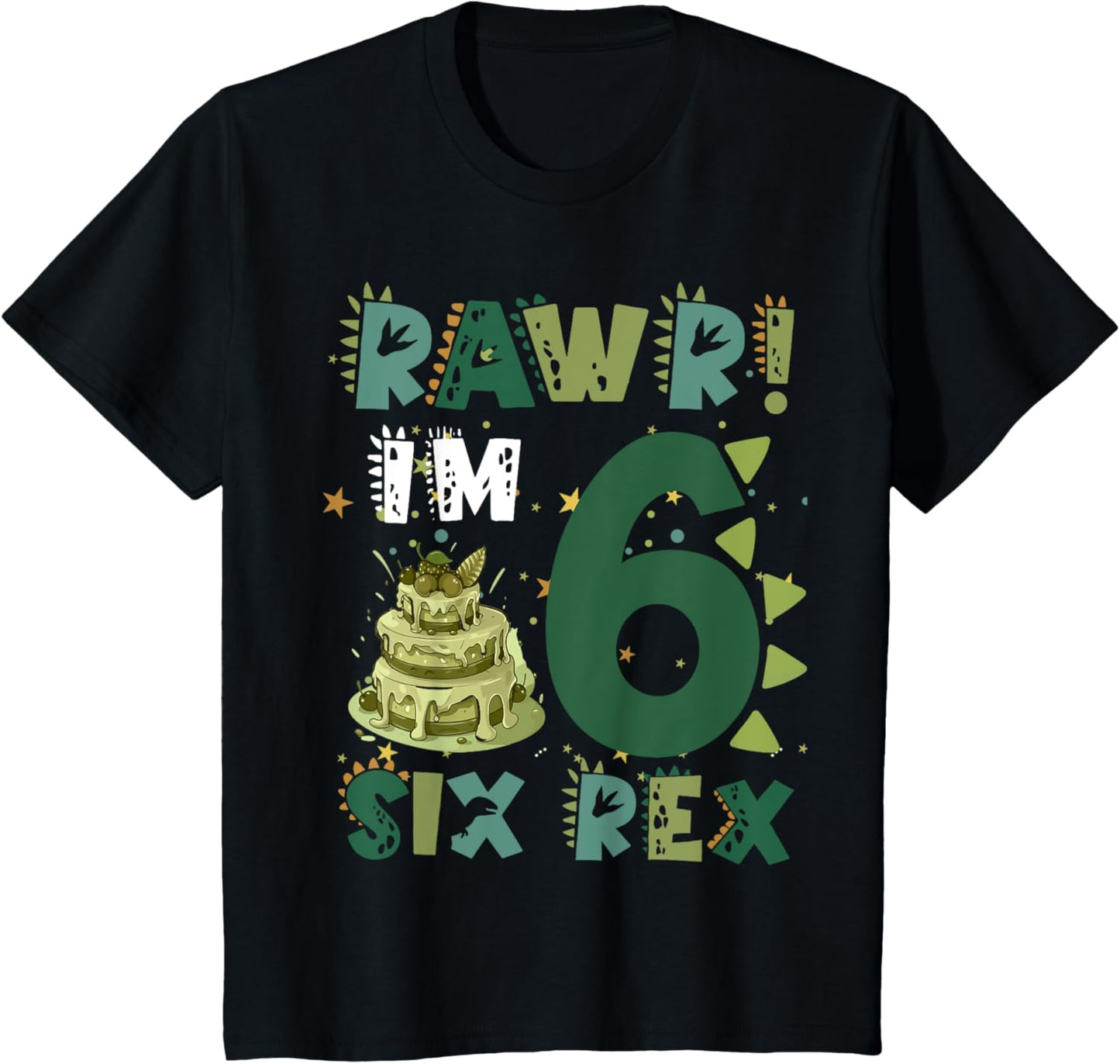 Kids Rawr Im Six Rex Dinosaur Birthday Boy Youth Kids T-Shirt