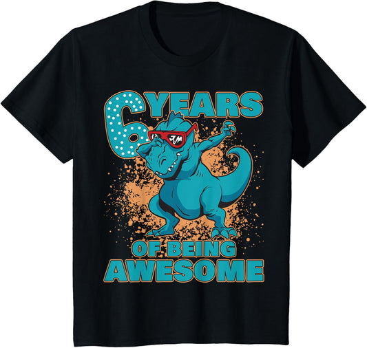 Kids Dinosaur Birthday Shirt 6 | 6th Birthday Shirt Boy Dinosaur T-Shirt