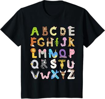 Zoo Animal Alphabet Shirt ABCs Learning for Boys Girls Kids T-Shirt