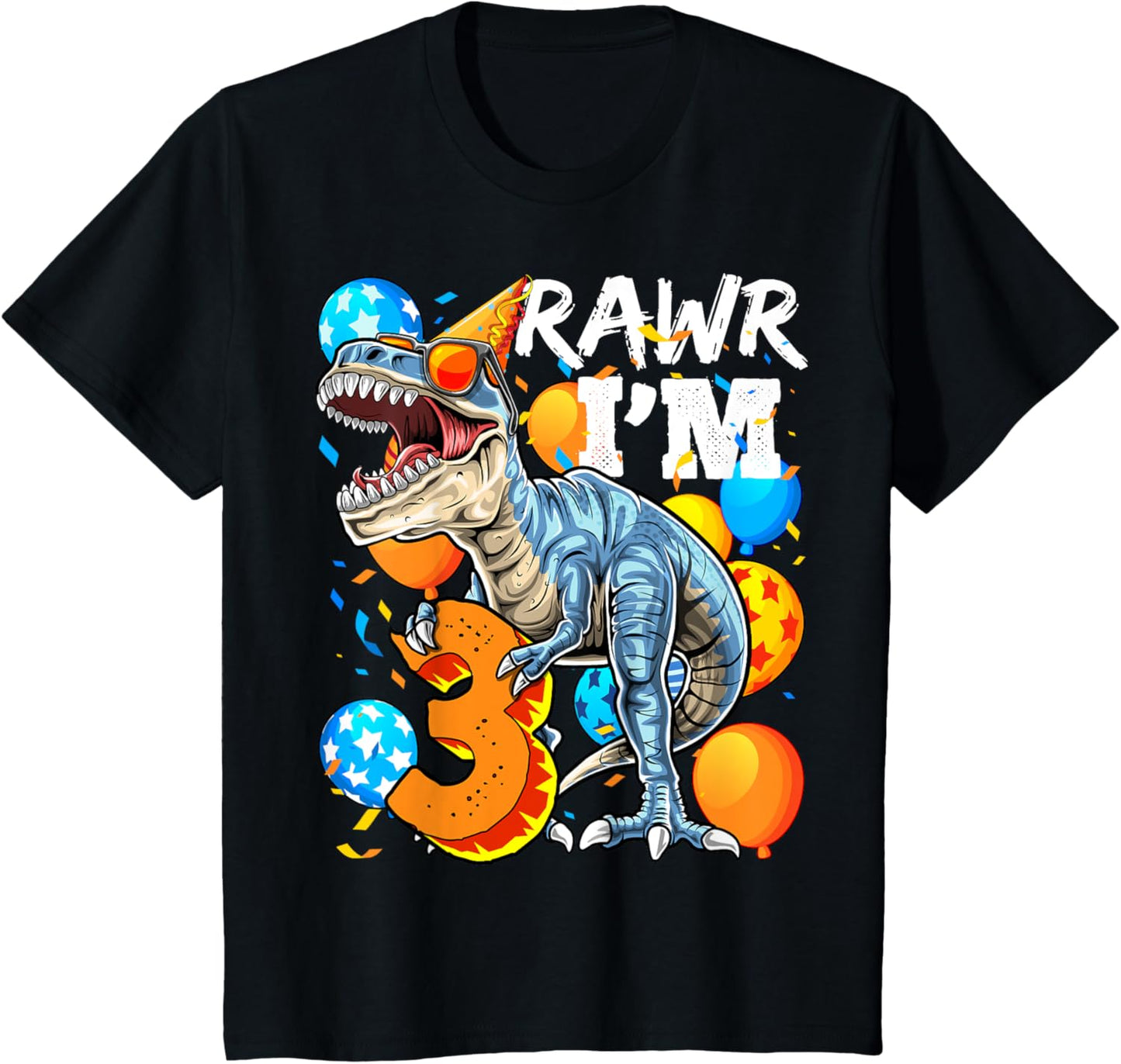 Kids Rawr I'm 3 3rd Birthday Dinosaur Shirts Boys Dinosaur Gift T-Shirt