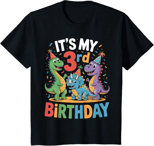 Kids Cute 3rd Birthday Dinosaur 3 Years Old T-Shirt