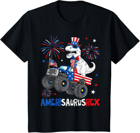 Kids Funny Amerisaurusrex Dinosaur 4th Of July Kids Boys Toddler T-Shirt