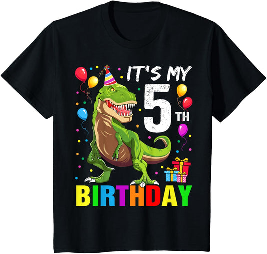 It's My 5th Birthday Happy 5 Year T-Rex Shirt Boys T-Shirt