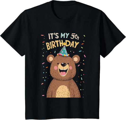 Kids It's My 5th Birthday Five Years Old Cute Bear T-Shirt