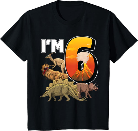 Kids 6 Year Old dinosaurs birthday 6th Party paleontologist Boys T-Shirt