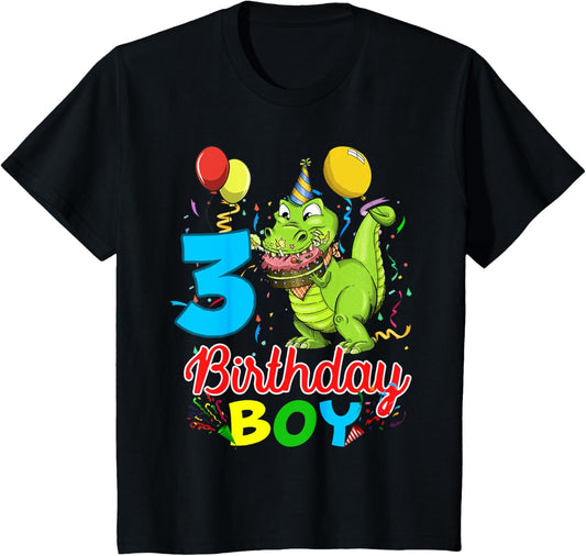 Kids 3 Year Old Gift 3rd Birthday Boy Dinosaur Boys T-Shirt