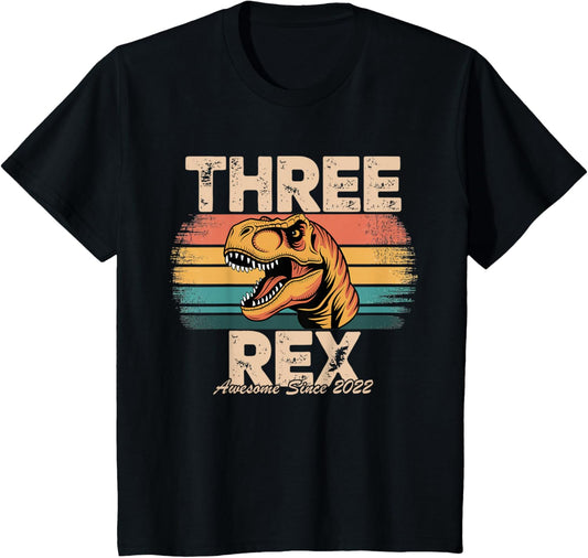 Three Rex 3rd Birthday Third Dinosaur 3 Year Old kids T-Shirt