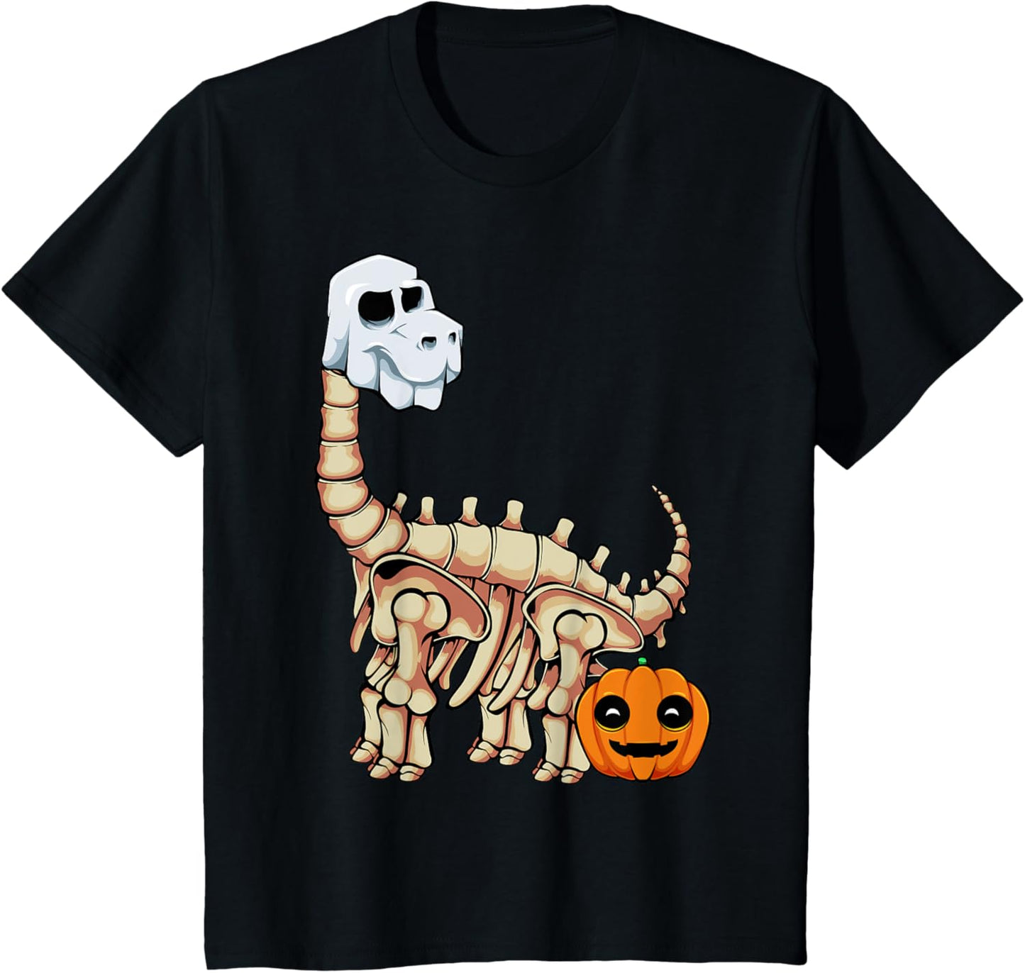 Kids Dinosaur Skeleton Ghost Lazy Halloween Costume Brontosaurus T-Shirt