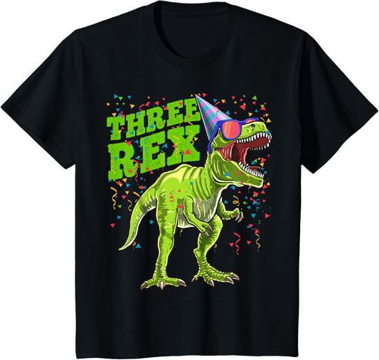 Kids Three Rex Birthday Shirt 3rd Birthday Dinosaur Shirt Gifts T-Shirt