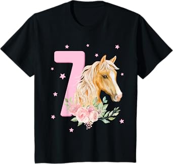 7th Birthday Horse 7 Years Old Seven Finally 7 Birthday Girl T-Shirt
