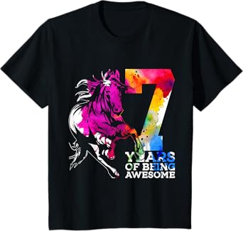 Horse 7 YEARS OF BEING AWESOME RIDING 7TH BIRTHDAY T-Shirt