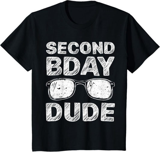 Kids 2nd Birthday Second Bday Dude Gift Boy 2 Year Old T-Shirt