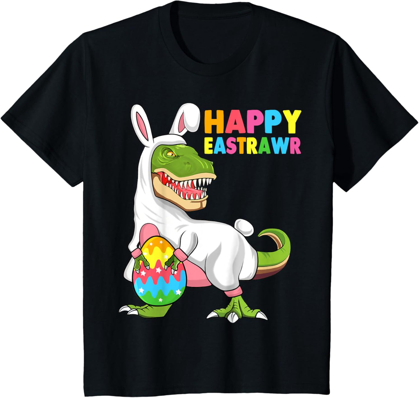 Kids Happy Eastrawr T Rex Easter Bunny Dinosaur Eggs Boys Kids T-Shirt