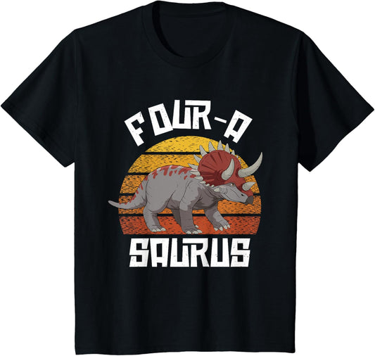 4 Year Old Triceratops Dinosaur Kids 4th Birthday T-Shirt
