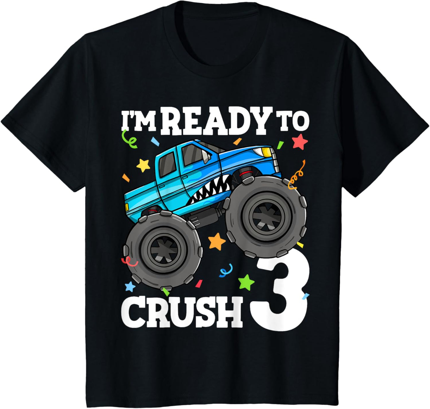 Kids Monster Truck Shark 3rd Birthday Boy Toddler 3 Three T-Shirt