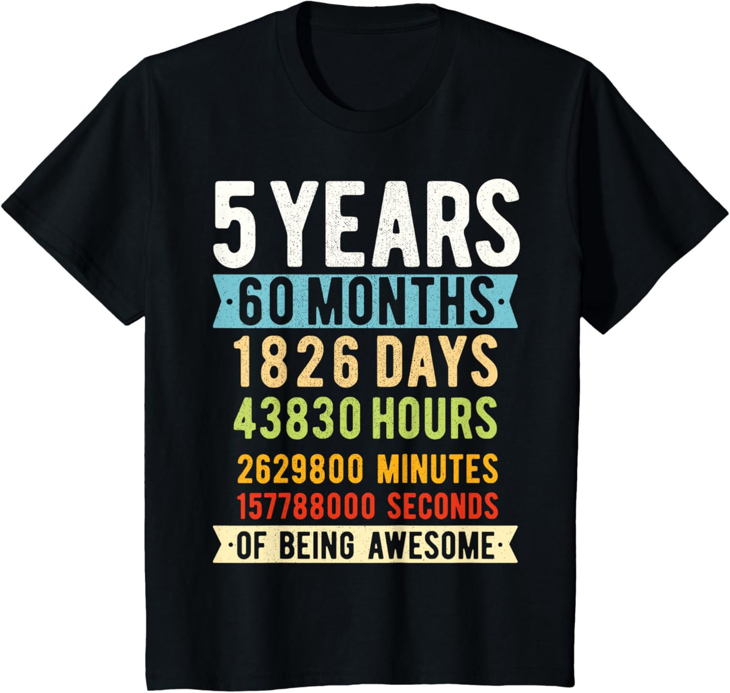 5th Birthday 5 Years Old Vintage Retro 60 Months T-Shirt