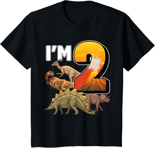 Kids 2 Year Old dinosaurs birthday 2nd Party paleontologist Boys T-Shirt