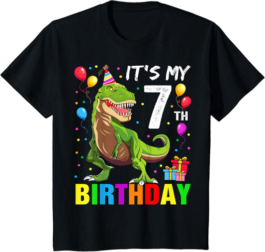It's My 7th Birthday Happy 7 Year T-Rex Boys T-Shirt