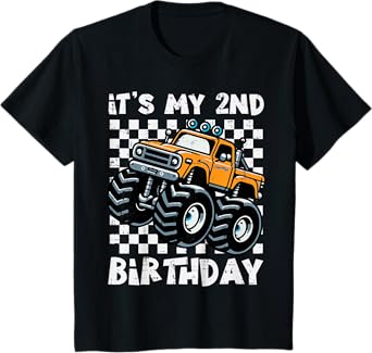 Its My 2nd Birthday Monster Truck 2 Year Old Bday Boys Kids T-Shirt