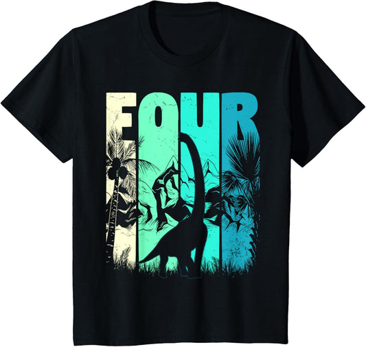 Kids Brachiosaurus 4 year old 4th birthday Four Boy Girl T-Shirt