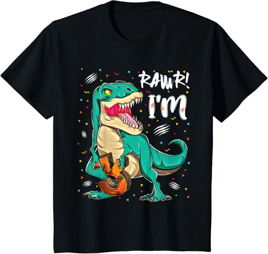 Kids 3 Year Old dinosaurs birthday 3rd Party Rawr T rex Boys T-Shirt