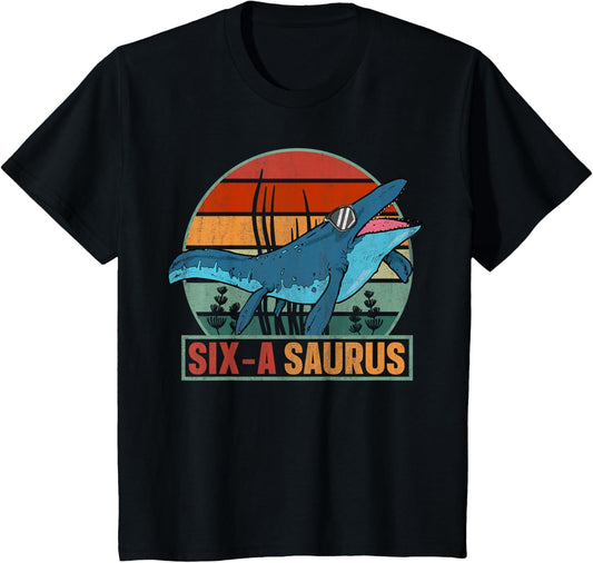Six-A Saurus Mosasaurus 6th Birthday T-Shirt