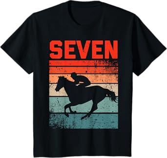 Kids 7th Birthday Horse Rider Fan 7 Years old Girls Boys Kids T-Shirt