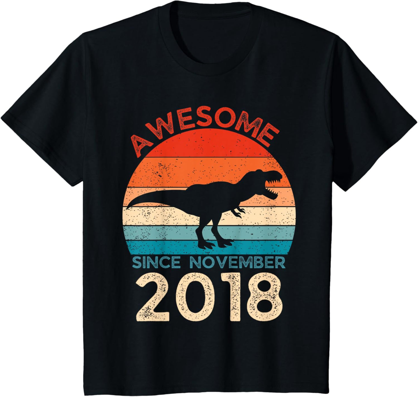 Kids 5th Birthday Shirt With Dinosaur Awesome Since November 2018 T-Shirt
