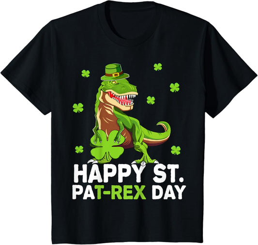 Kids Happy St PaT-Rex Dinosaur Saint Patrick's Day For Boys Girls T-Shirt
