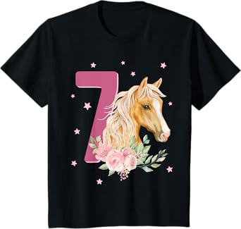 7th Birthday Horse 7 Years Old Seven Finally 7 Birthday Girl T-Shirt