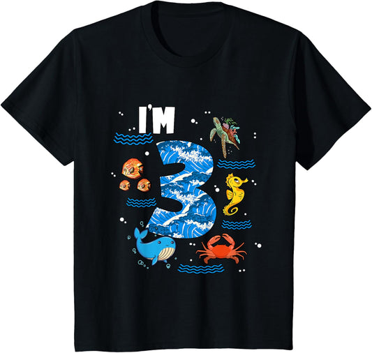 Kids 3 Birthday Under The Sea Im 3 T-Shirt