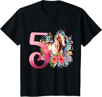 5th Birthday Horse Girl 5 Years Five Finally 5 Birthday T-Shirt