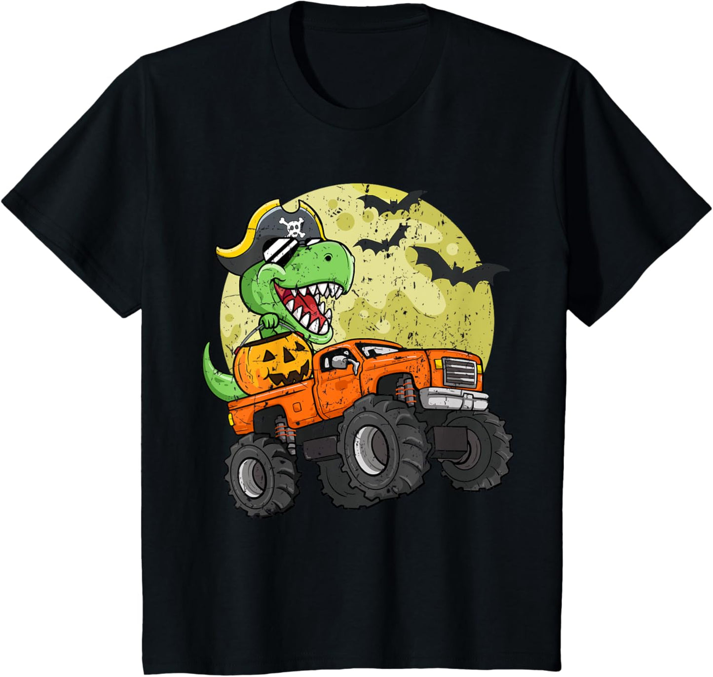 Kids Boys Halloween Monster Truck T-Rex Pirate Dinosaur Toddler T-Shirt